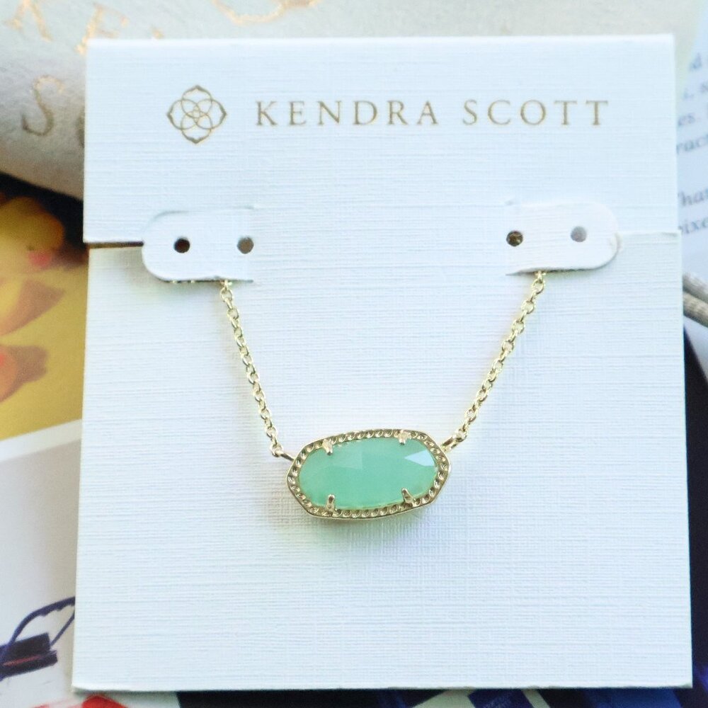 New Kendra Scott Chalcedony Glass Elisa Necklace Gold